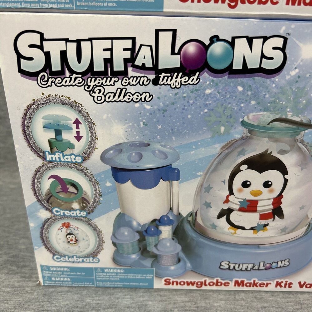 2! - Goodmark Stuffaloons Snow Globe Maker Kit Value Sets Penguin And Snowman! - Picture 4 of 16